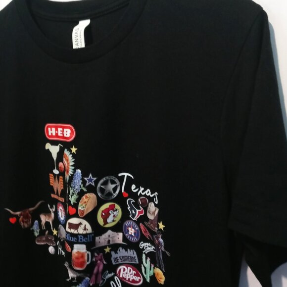 Bella Canvas Men Black TEXAS Graphic T- Shirt Size Medium - Picture 2 of 4